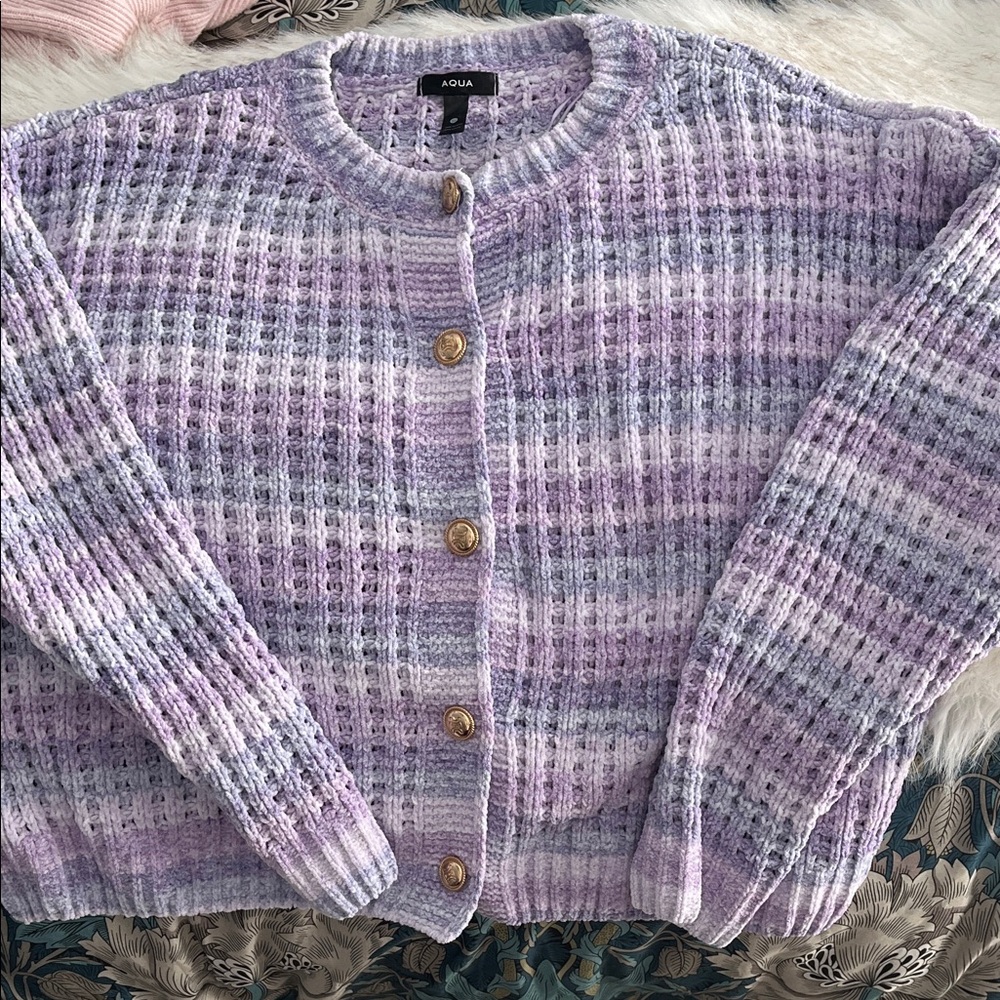 Aqua Women's Lavender and Gray Cardigan